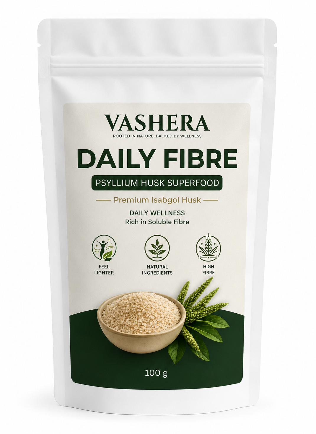 Vashera Premium Psyllium Husk — front of pack